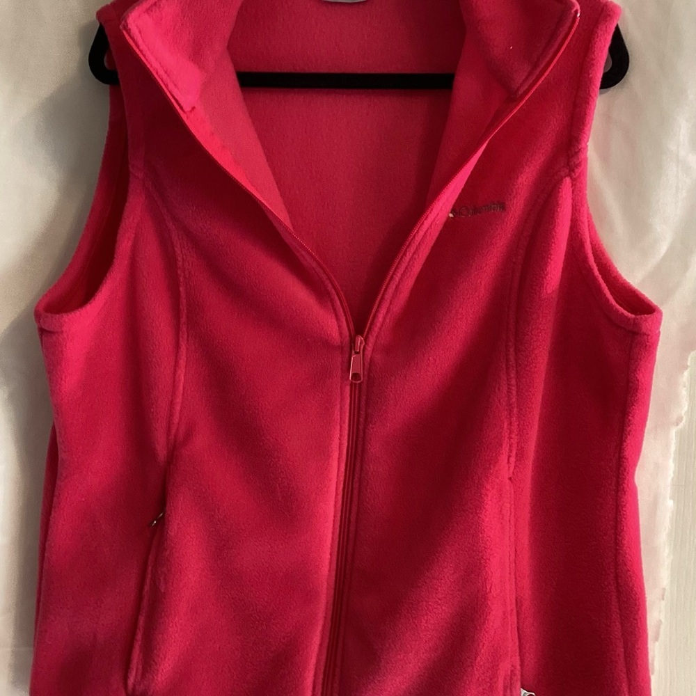 Columbia Pink Sleeveless Fleece Zipper Vest